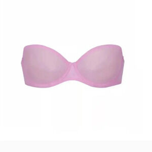 Skims Strapless Bra 44A Ultra Fine Mesh  Straps Enclosed Petal Pink NWT